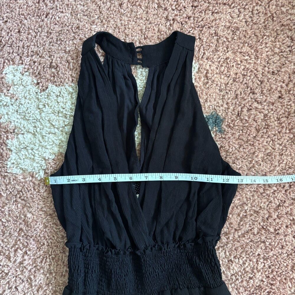 Anthropologie Jumpsuit Bionda Plisse Smocked Waist Wide Leg Black Size XS Boho - Picture 12 of 14